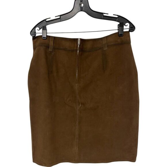 Massimo Dutti Womens Straight Skirt L Large Brown Suede Goatskin 5319/849 NWT - Picture 3 of 13